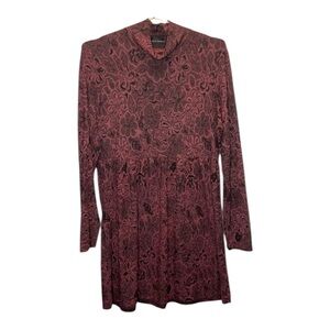 Cut Loose Whimsigoth Dark Romantic Floral Babydoll Mock Neck Viscose Blend Dress